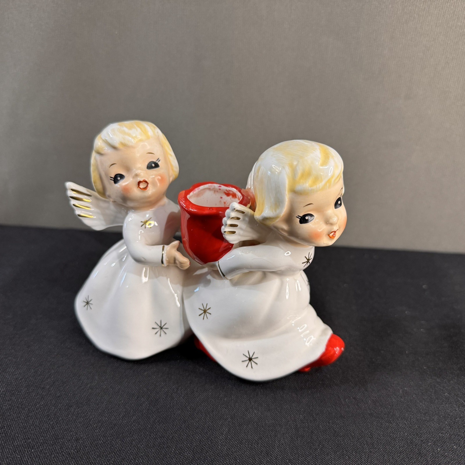 Shafford Starred Angel Candle Holder, Vintage Japan 1940s 1950s Vtg– VG Cond.