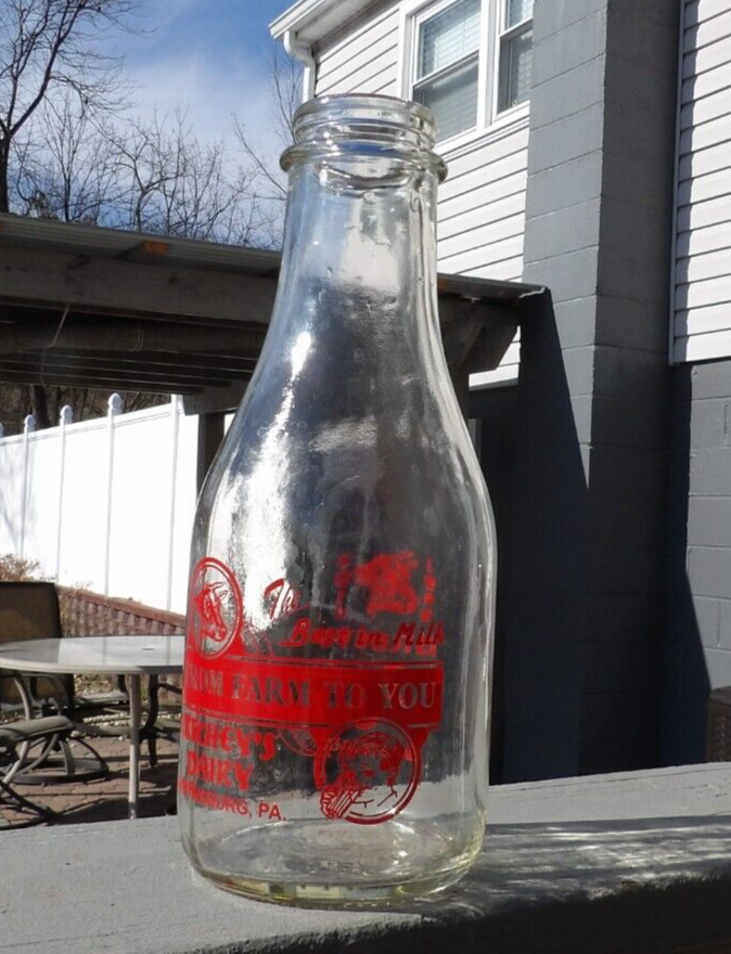 70th Anniversary Ritchey Dairy Red Paint Quart Milk Bottle Martinsburg Pa