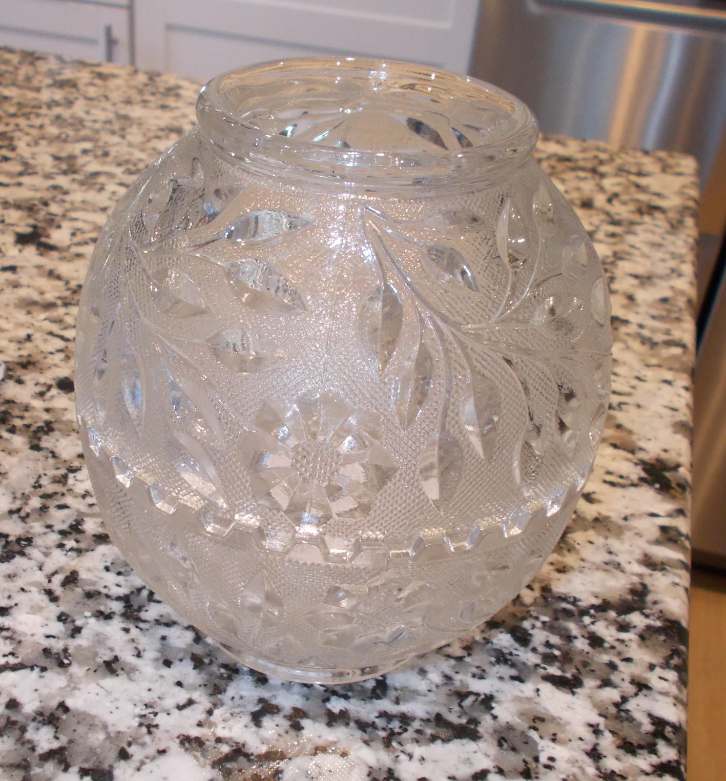 WESTMORELAND Clear Glass FIREBALL FAIRY LAMP WILDFLOWER & LACE