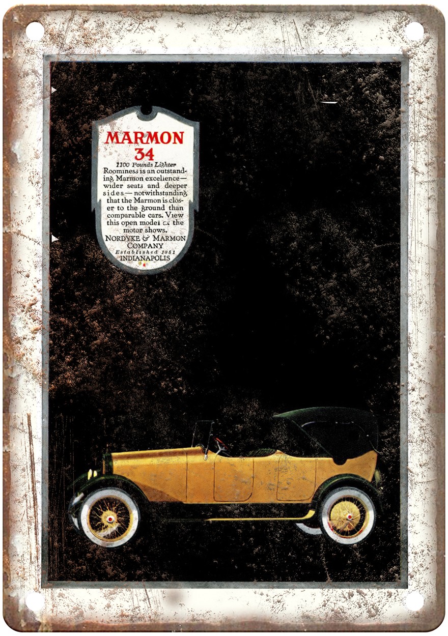 1918 Marmon Vintage Automobile Ad Retro Look Metal Sign AM8666