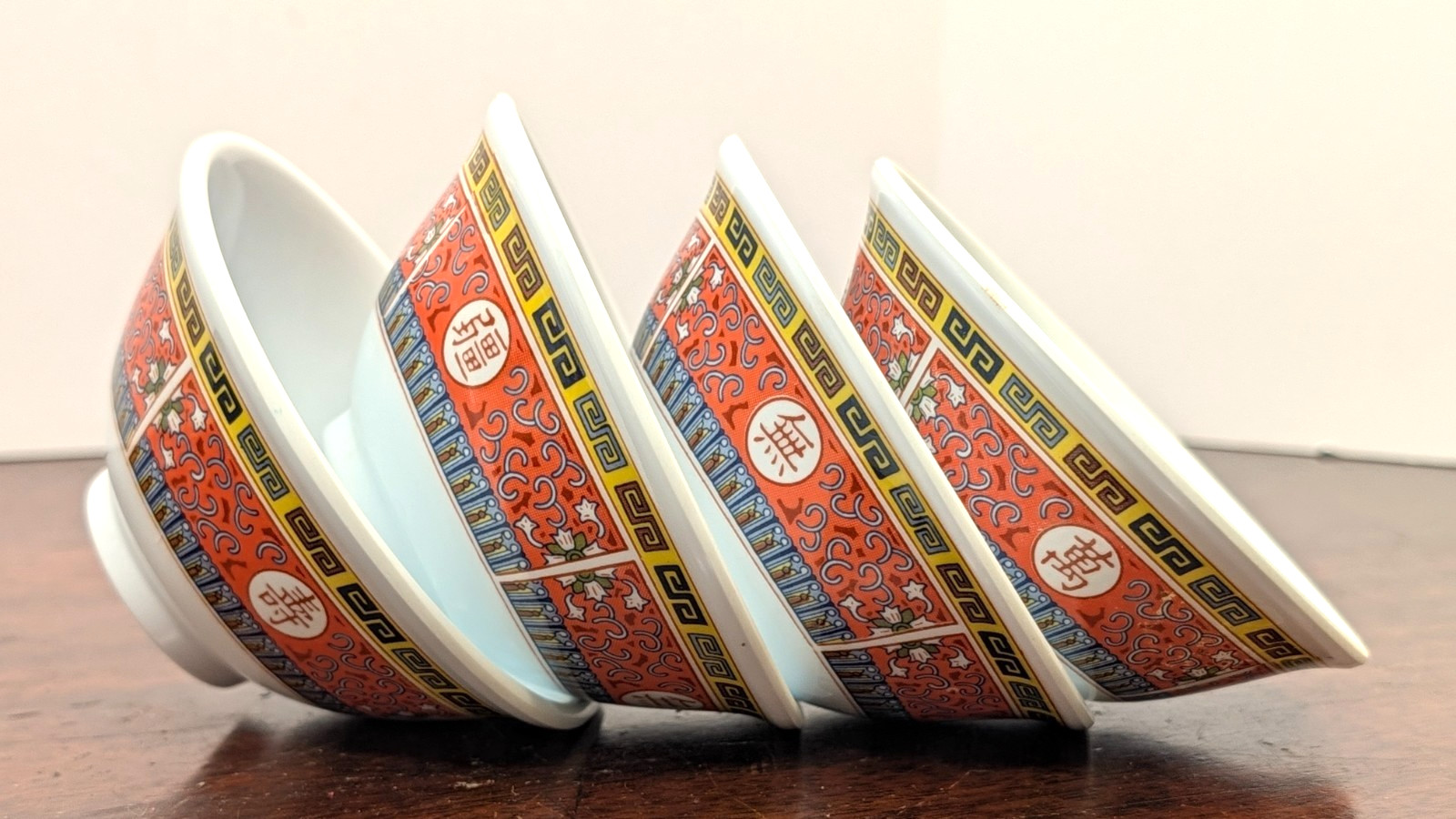 Vintage MINE S301 Melamine Asian Rice Bowls Set of 4 Taiwan Oriental Motif