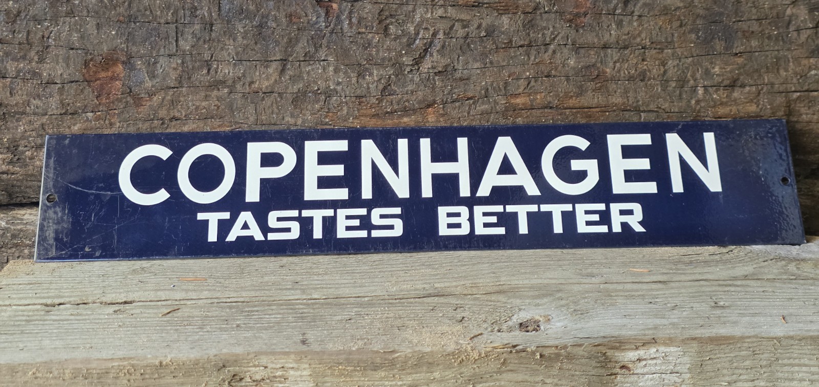 VINTAGE COPENHAGEN 'TASTES BETTER' PORCELAIN SIGN 20 VINTAGE COPENHAGEN 'TASTES BETTER' PORCELAIN SIGN 20