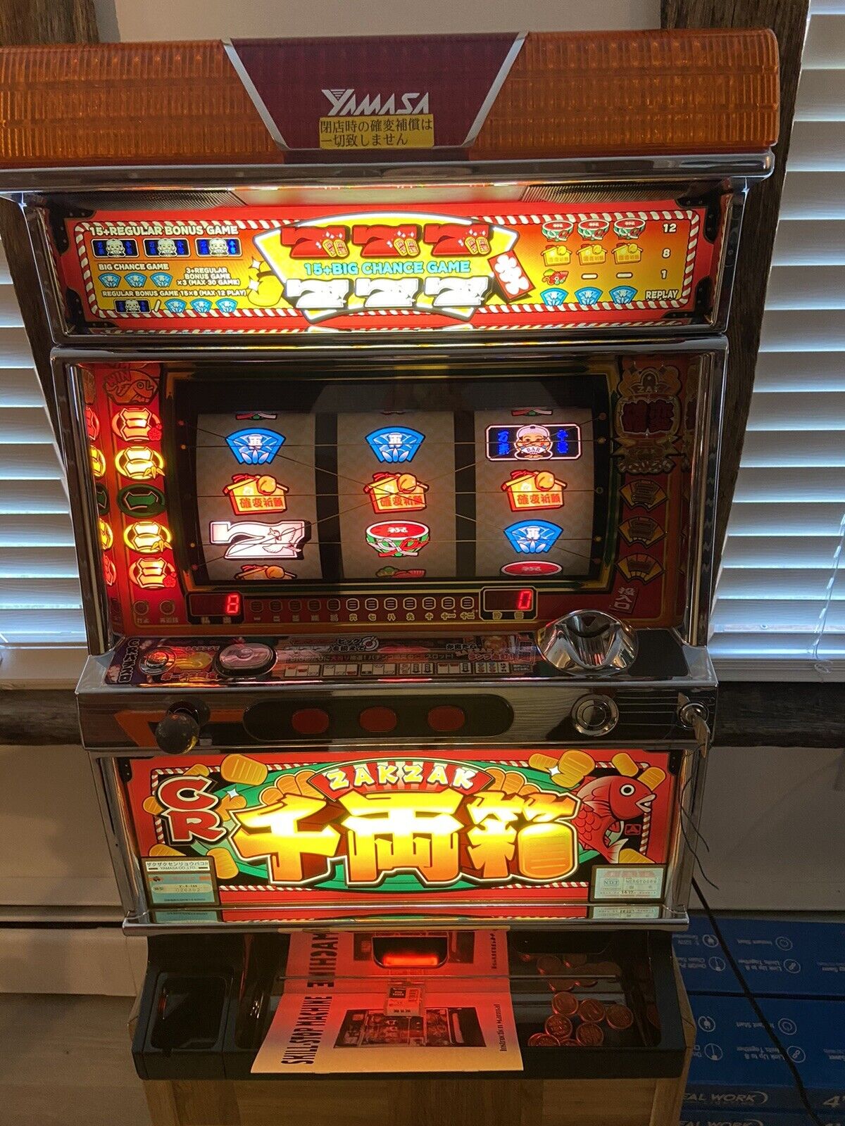 Japanese Pachilso Skill Stop Slot Casino Arcade Game Machine W/ Tokens Manual