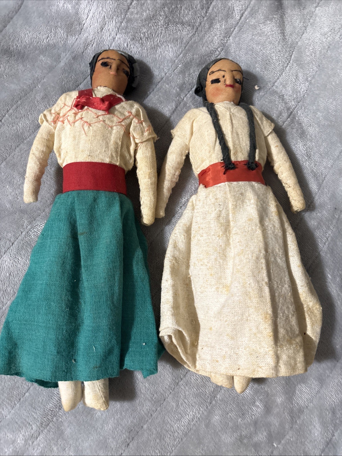 Vintage Cloth Handmade Mexican Folk Art Cloth Dolls Set Man & Women 11\