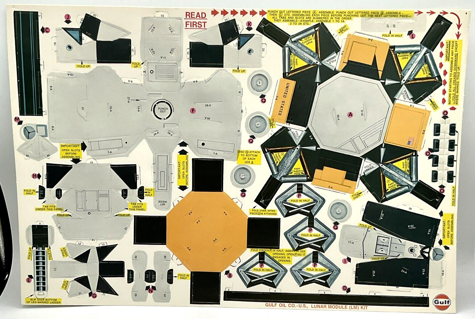 1960s Gulf Oil Co. Lunar Module Kit Promo Space Travel Moon 18.5 x 12.5 Apollo