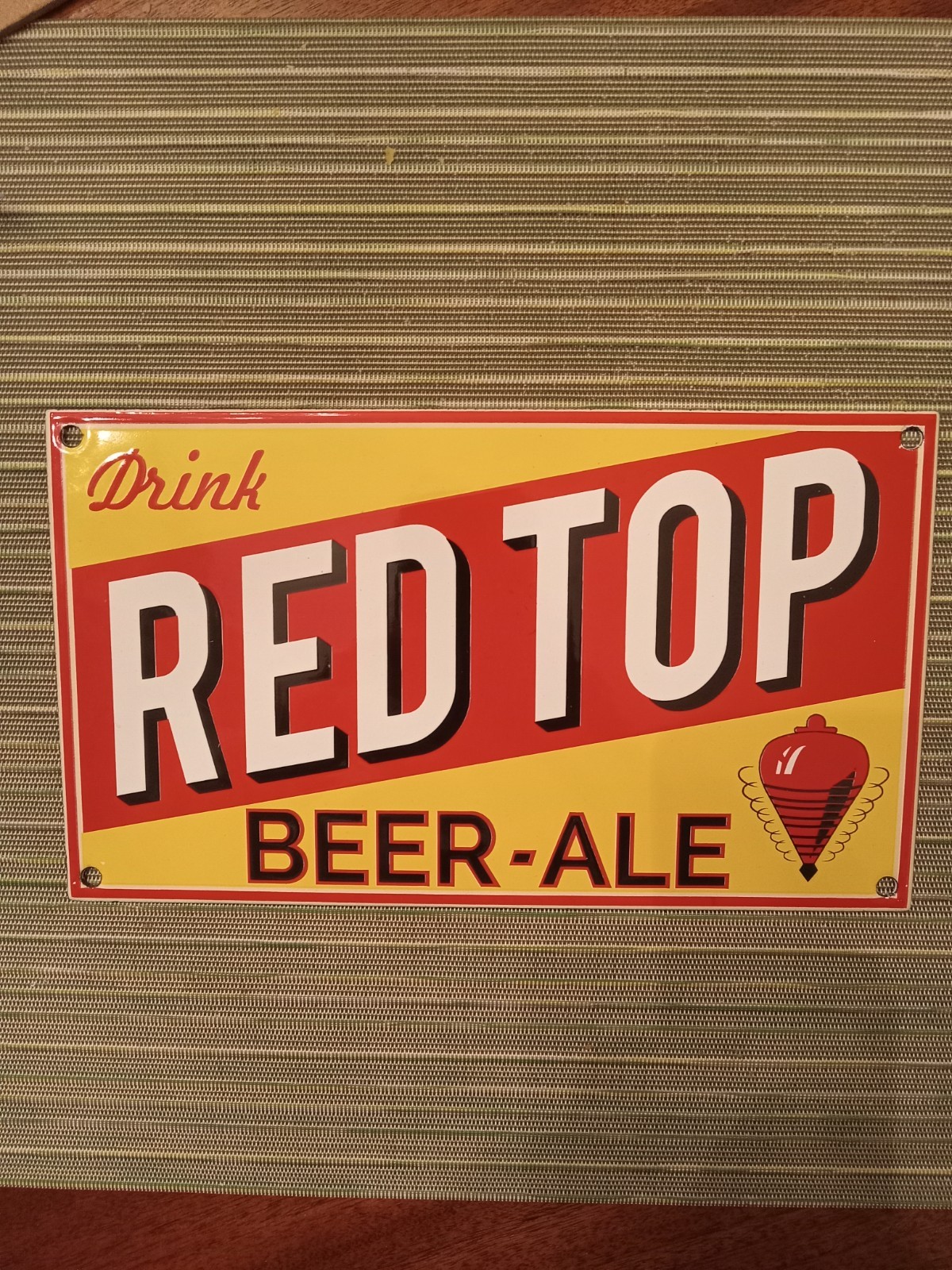 Red Top Beer-Ale Porcelain Enamel Advertising Sign
