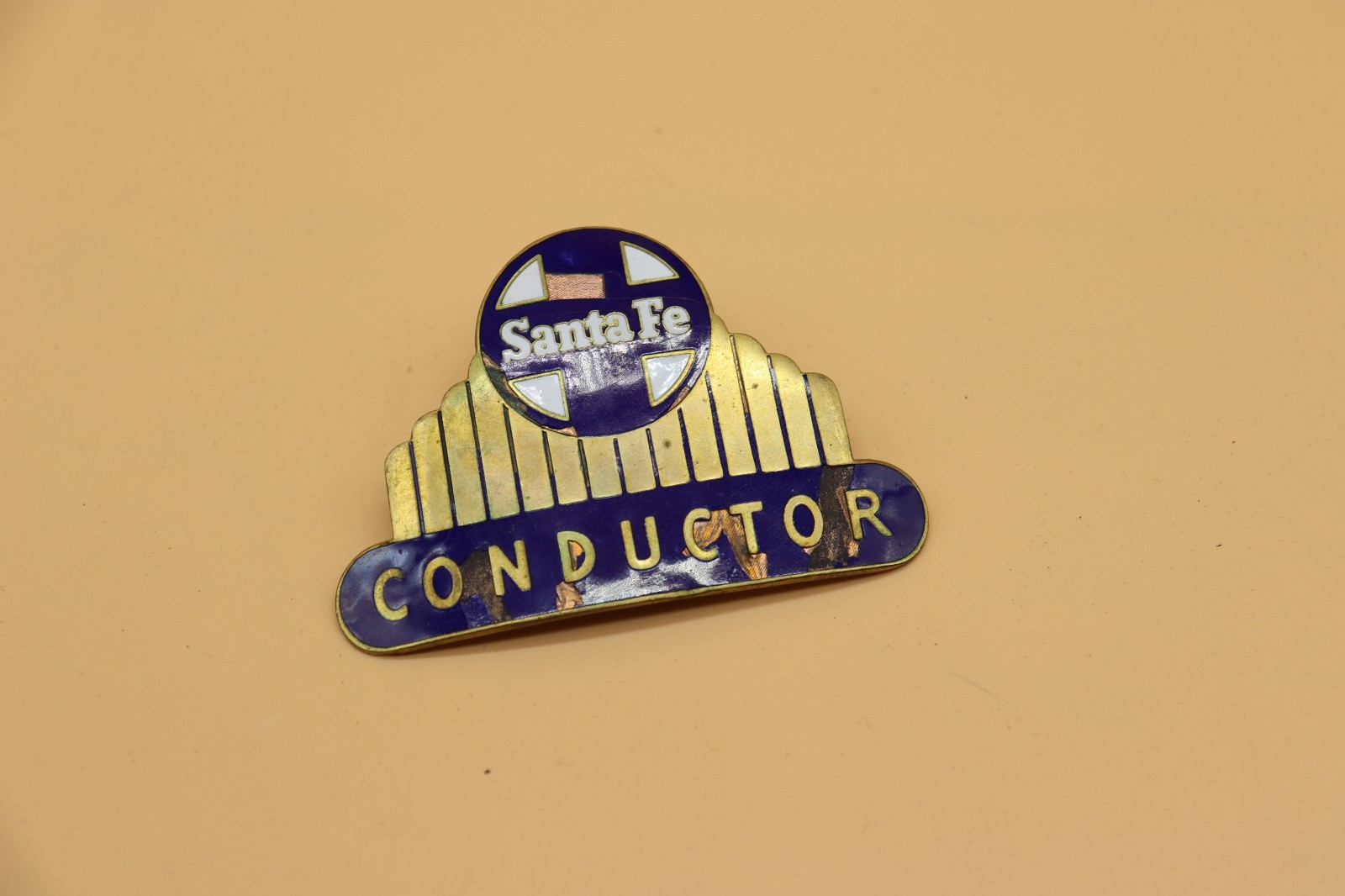 AT&SF Santa Fe Railroad Conductor Hat Badge