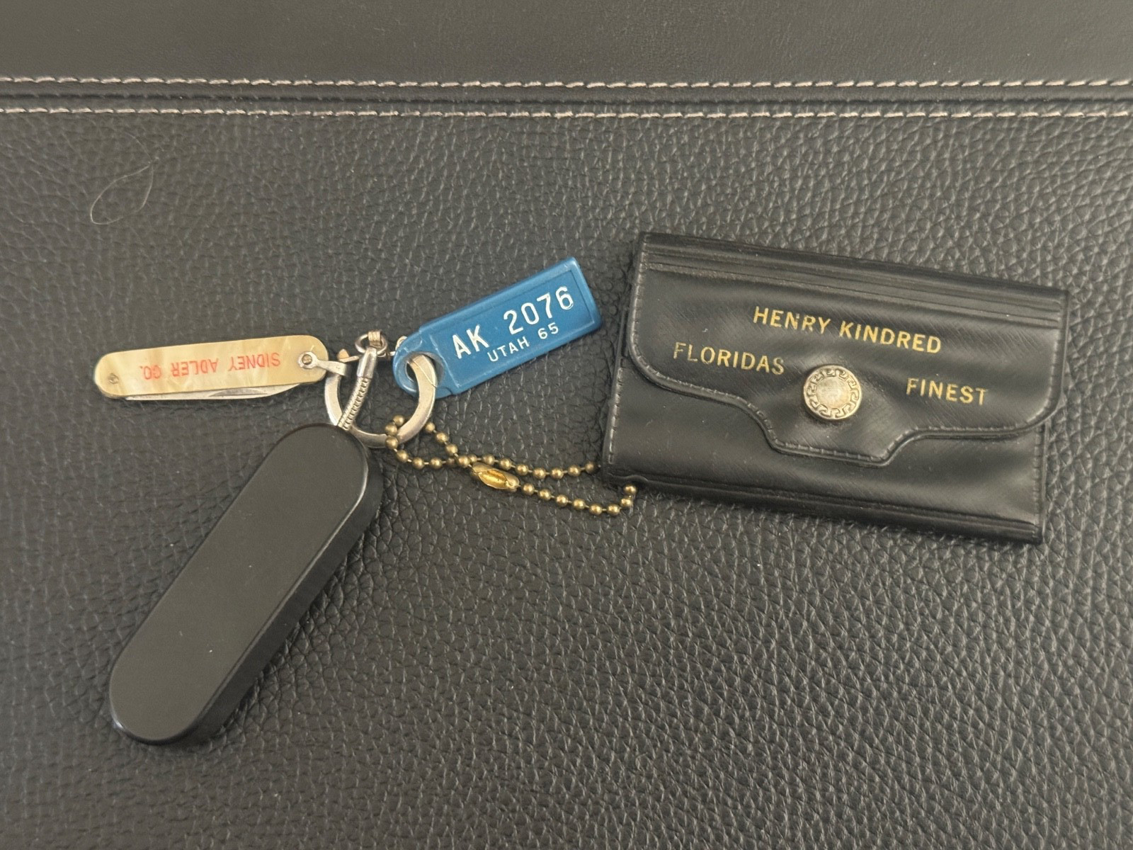 Vintage Black Key Pouch Henry Kindred Floridas Finest Ball Chain ID Card Utah