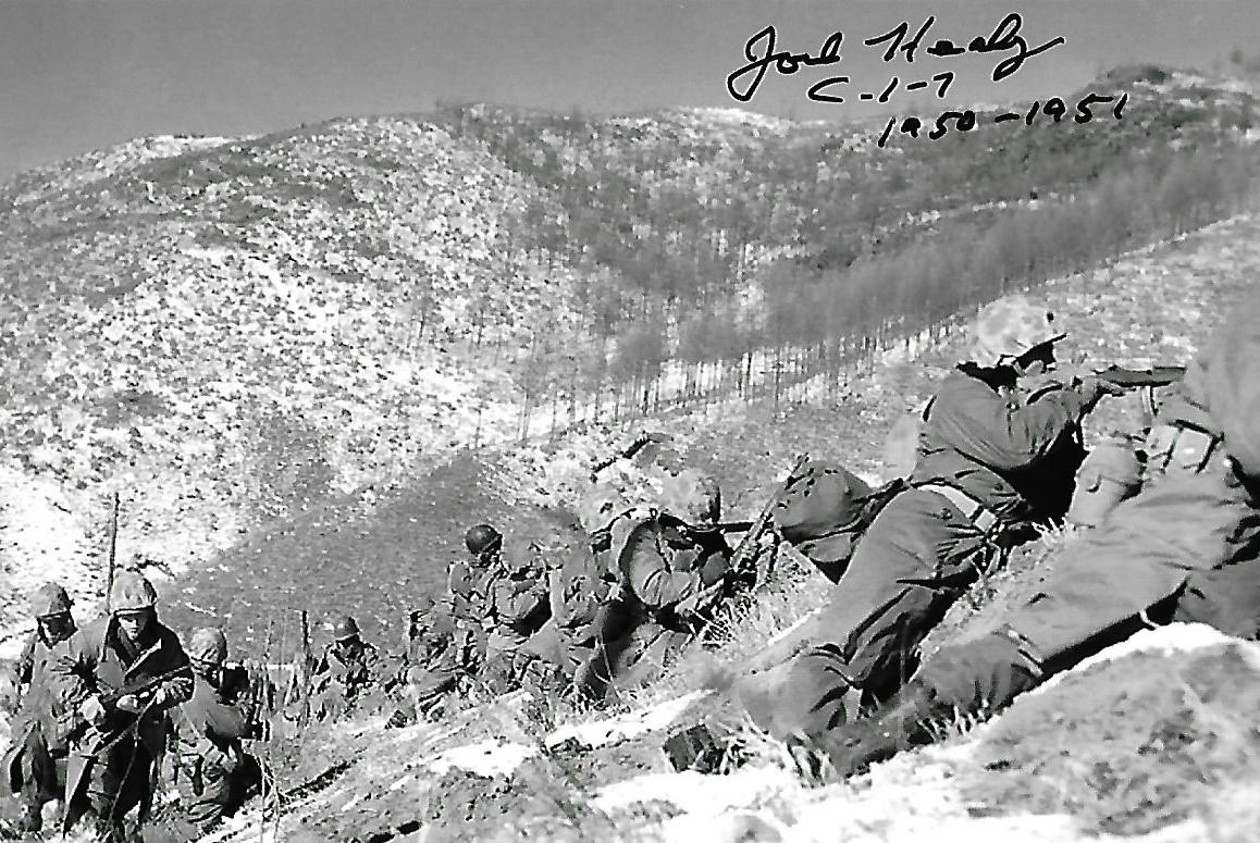 Joel Healy autograph 4x6 photo Charlie Co., 1st Bt, 7th Mar Korean War COA LOOK