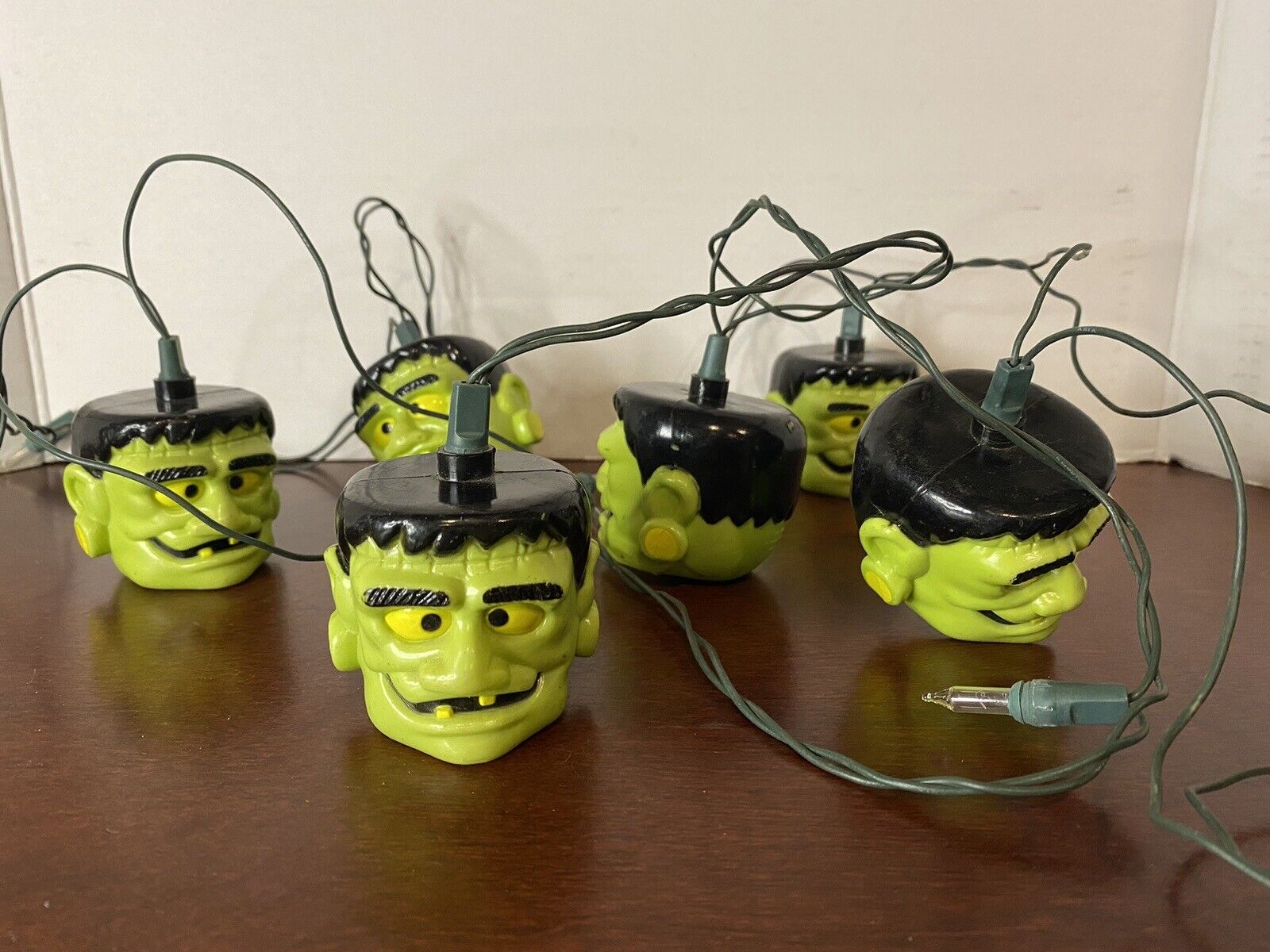 Vintage Frankenstein 6 String Lights Blow Mold Halloween