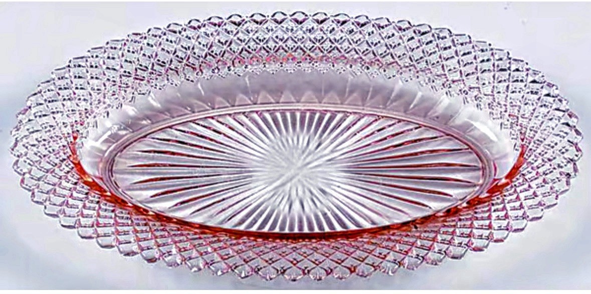 Anchor Hocking Glass Pink Miss America Oval Celery Tray 10 3/4”, 1935-1938, VTG