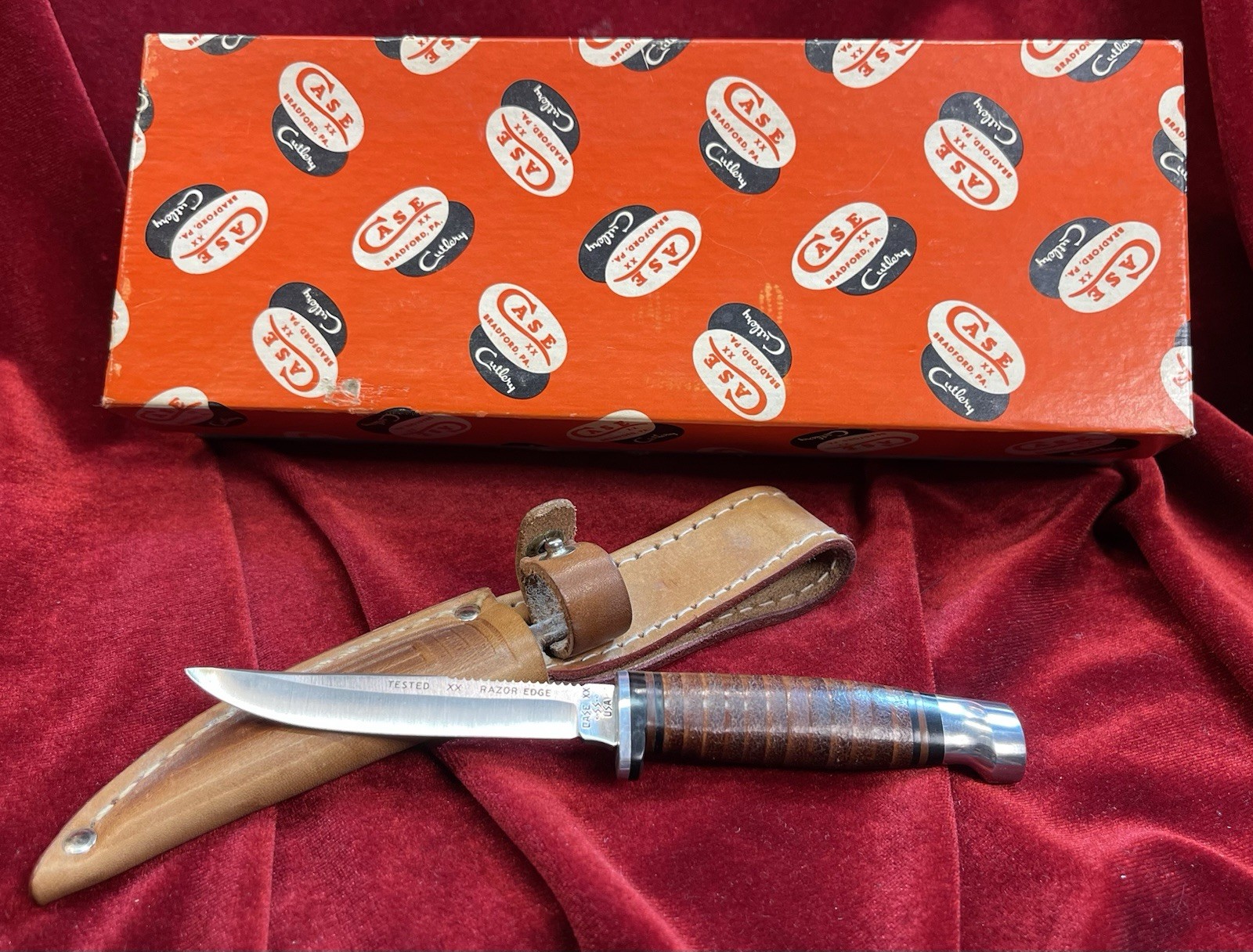 UN-Used RARE MINTY 1986 CASE XX USA M3F SSP TESTED BIRD TROUT KNIFE, SHEATH, BOX