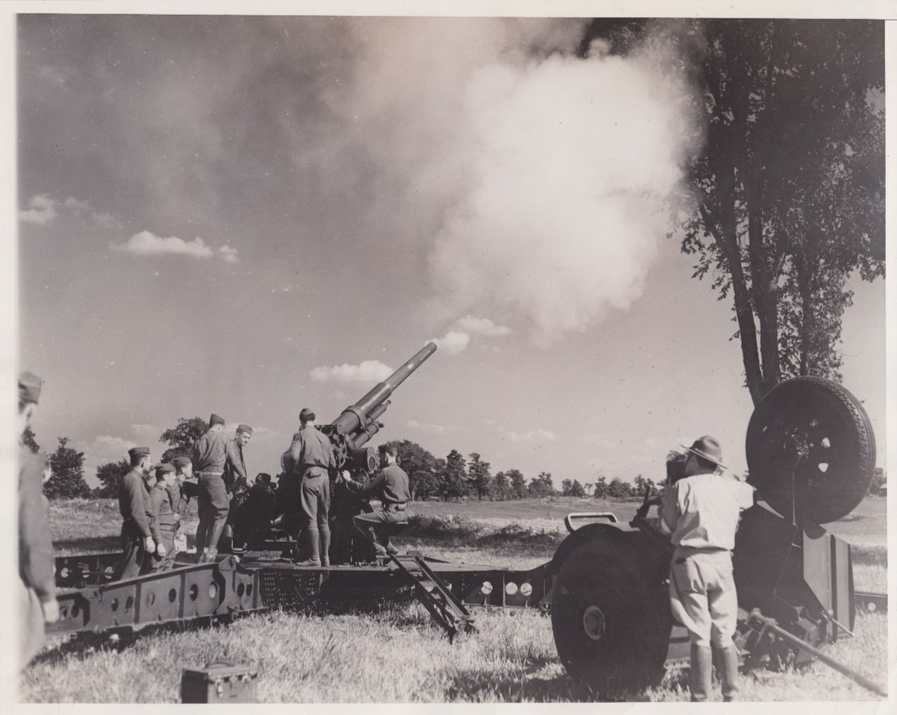 1935 Press Photo US Army 62nd Coast Artillery Fire Guns at Great Bend, New York