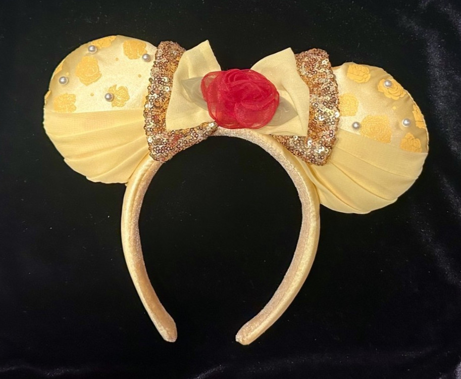 Rare Disney Parks Beauty and the Beast Belle Ballgown With Enchanted Rose Ears H