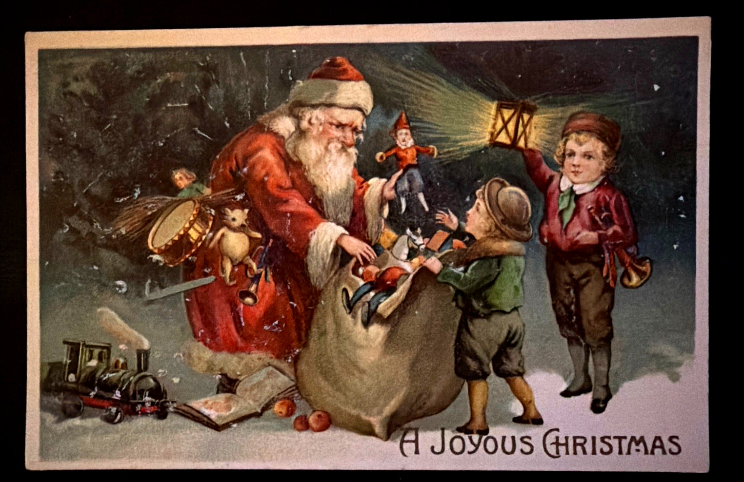 Santa Claus with Toys~Teddy Bear~Train for Children~1910~Christmas Postcard~s629 Santa Claus with Toys~Teddy Bear~Train for Children~1910~Christmas Postcard~s629