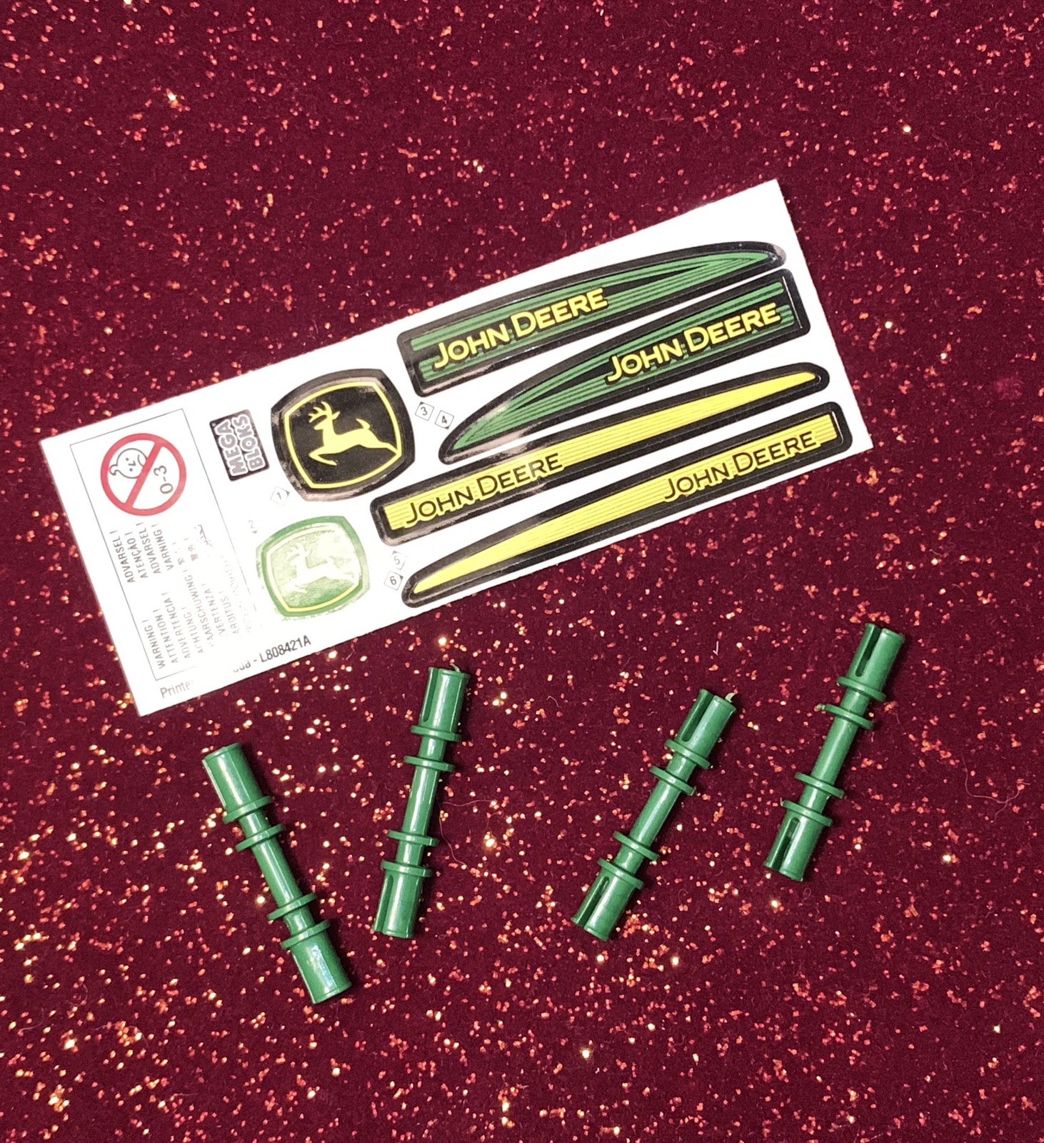Mega Bloks John Deere Sticker Set L808421A NO BRICKS Stickers New (Bonus 4 pcs.)