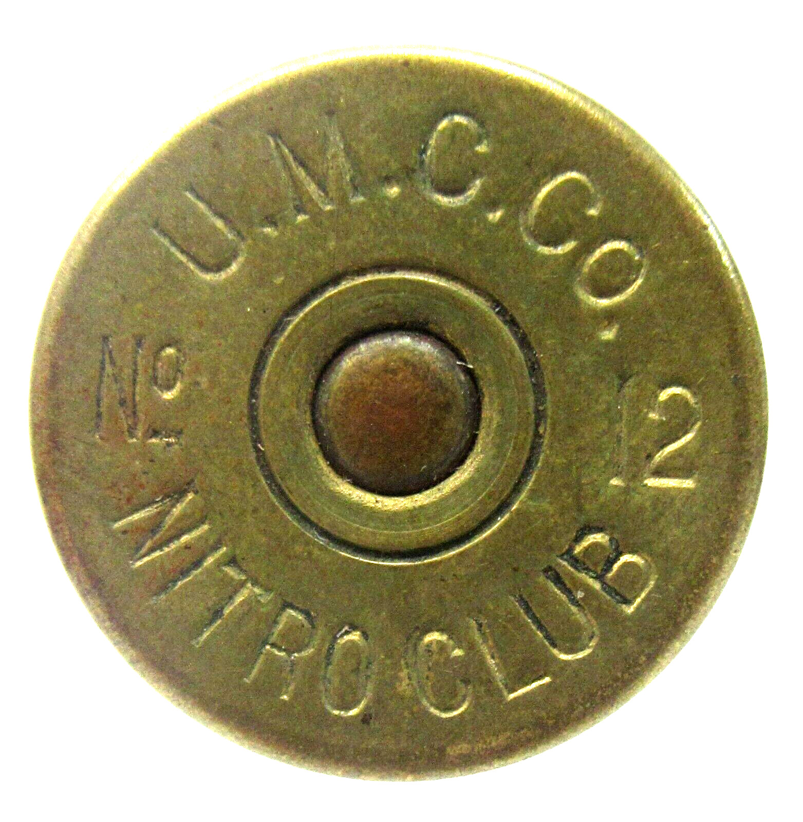 vintage U.M.C. Co. NITRO CLUB 12 brass advertising pinback button GUNPOWDER