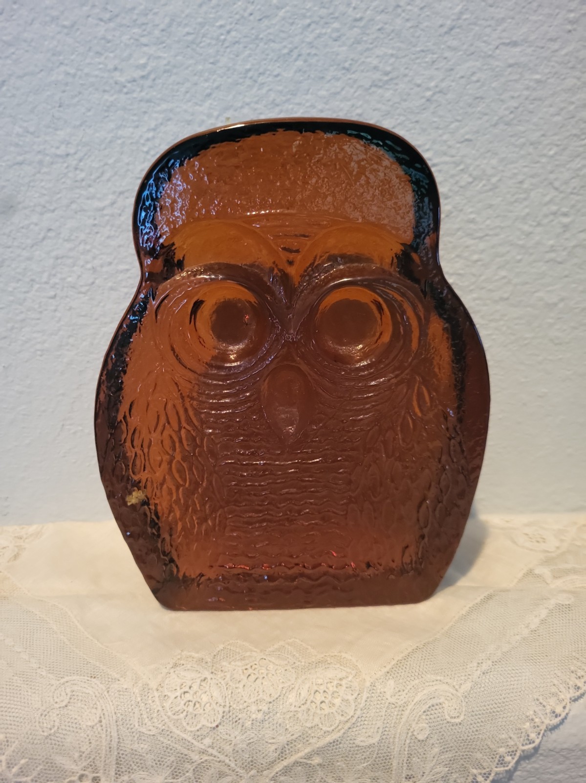 Vtg MidCentury 1960’s BLENKO Art Glass AMBER OWL Bookend #6813 By JOEL MYERSflaw