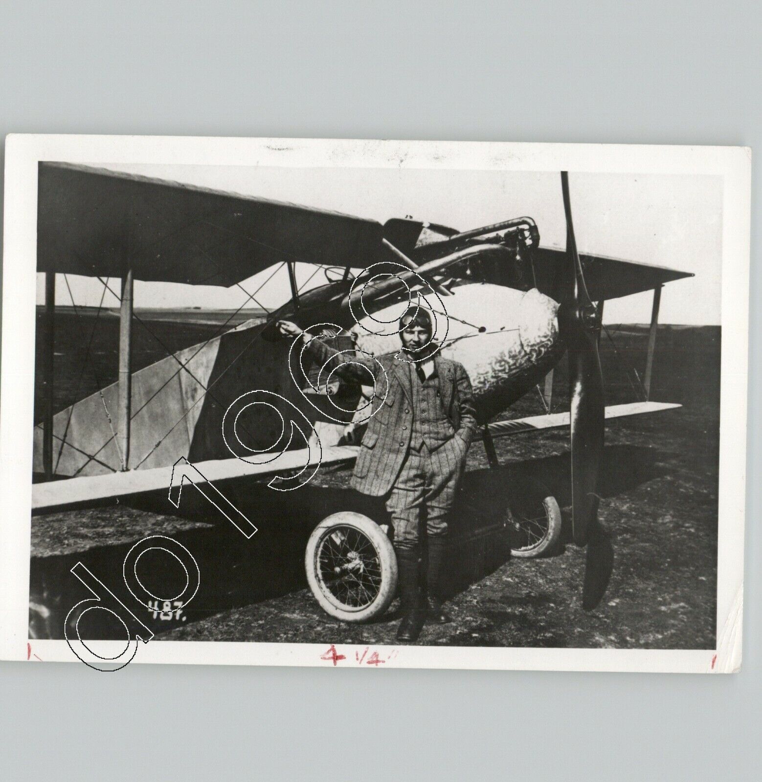 WWI Pilot with Anthony FOKKER Fighter AIRCRAFT Press Photo 1917 Printed Later