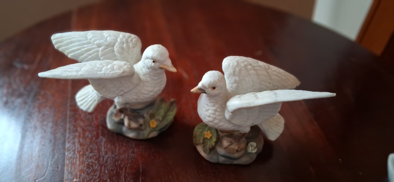 Vintage White Dove Porcelain Figurines Set of 2 Matte Bisque Bird Statues Vintage White Dove Porcelain Figurines Set of 2 Matte Bisque Bird Statues