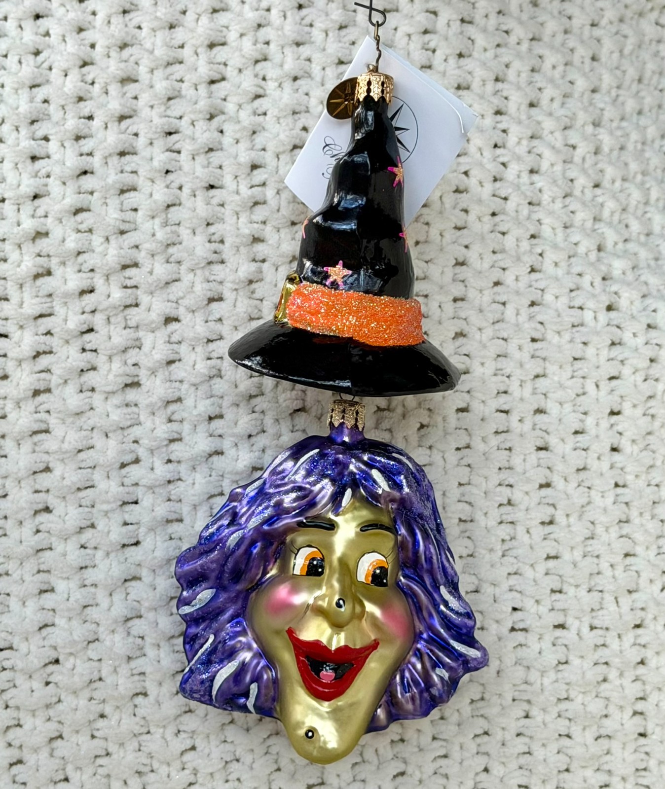 Vintage Retired Chris Radko Witch Topper Hat Green Glass Ornament 7” Vintage Retired Chris Radko Witch Topper Hat Green Glass Ornament 7”
