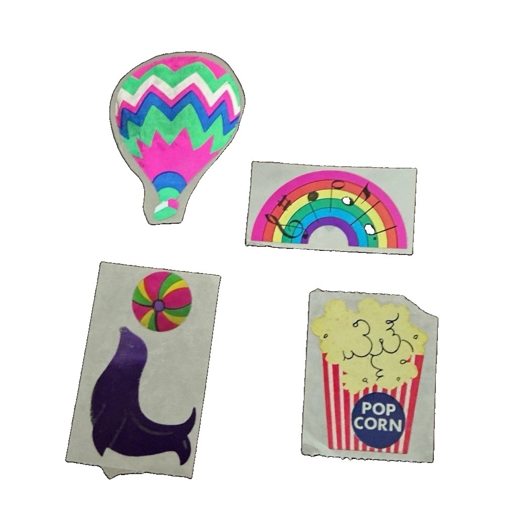 Sandylion Lot Vintage 1980’s Unstuck Seal Popcorn Rainbow Hot Air Ballon