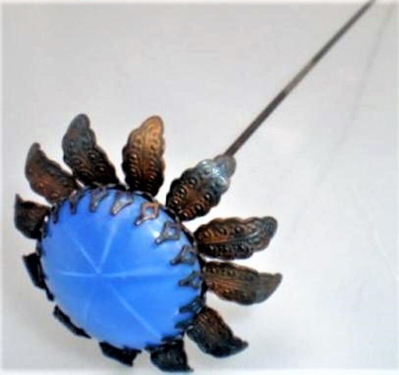 GORGEOUS BLUE SAPHIRE GLASS HATPIN HP-409 GORGEOUS BLUE SAPHIRE GLASS HATPIN HP-409