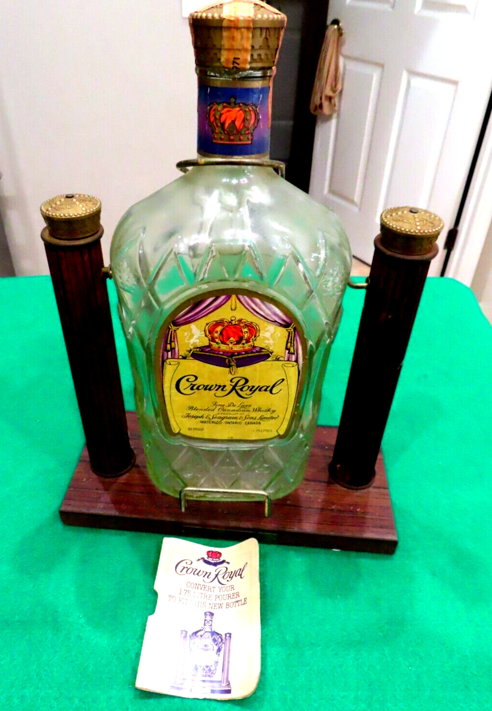 Crown Royal Whiskey Bottle 1.75L  Display Stand Cradle Holder Tilt Pourer Vtg