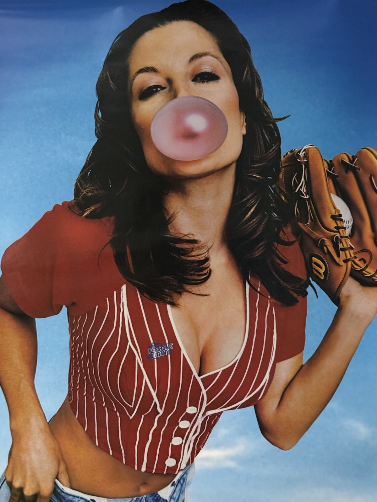 2002 Keystone Light Baseball And Bubblegum Sexy Beer Poster 27 X 19 Brunette