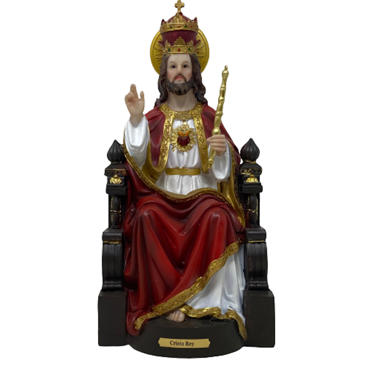Cristo Rey en el Trono Estatua de Resina 12 Inch Finamente Detallado Y1139 Nuevo Cristo Rey en el Trono Estatua de Resina 12 Inch Finamente Detallado Y1139 Nuevo
