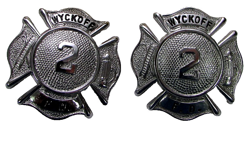 Vintage Obsolete Wyckoff  Fire Department Fireman\'s Badges (2) Collectible Only