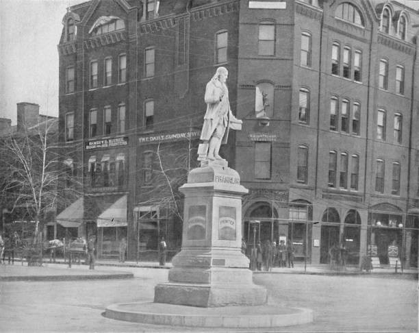 Franklin Statue Washington DC circa 1897 Benjamin Franklin carrara- Old Photo