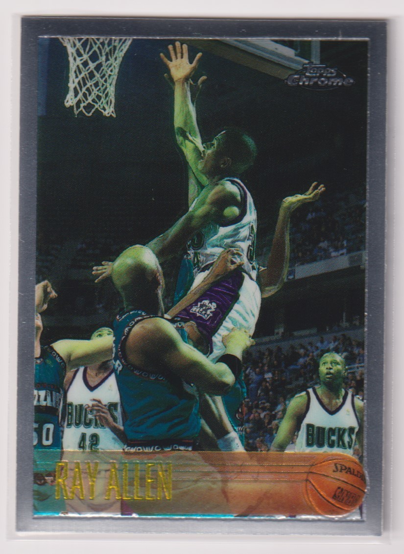 NBA RAY ALLEN ROOKIE CARD 1996 97 Topps Chrome No. 217 BASKETBALL BUCKS Ray Alle