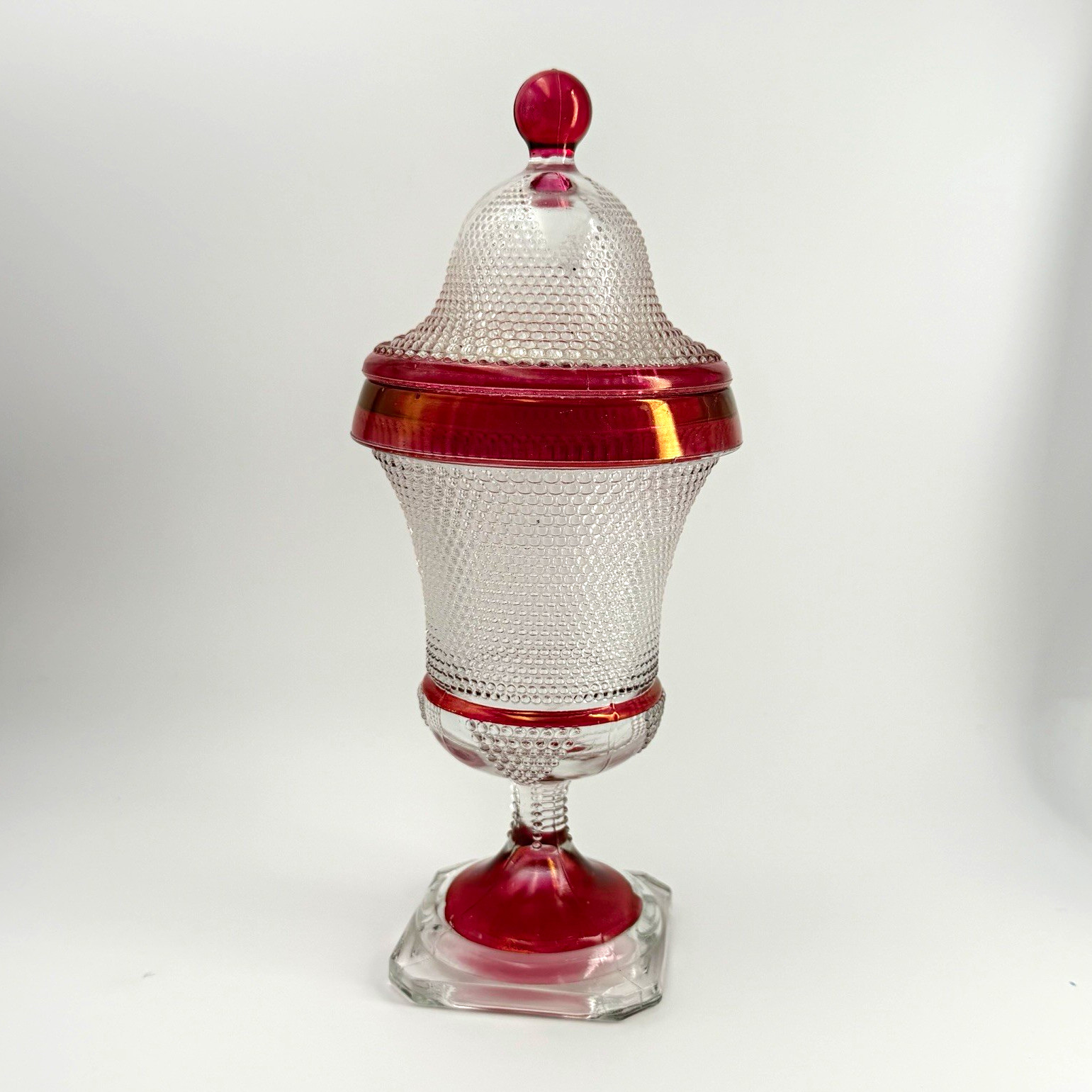 Vintage EAPG Beaded Dewdrop Footed Apothecary Urn with Lid Vintage EAPG Beaded Dewdrop Footed Apothecary Urn with Lid