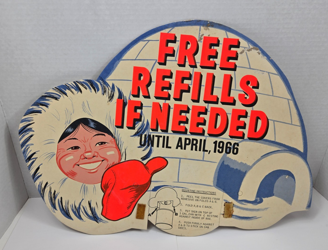 Vintage 1960\'s Eskimo Antifreeze Store Display Cardboard Sign \