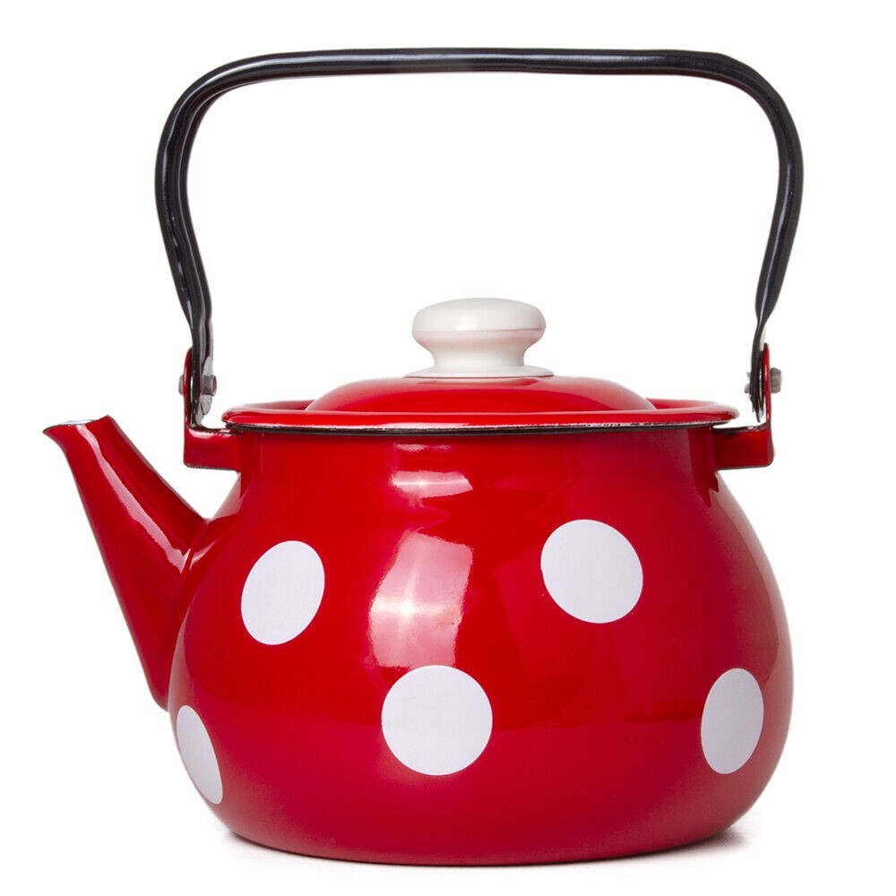 2.7-qt STPGOODS Red Polka Dot Enamel Teapot Stovetop Kettle Vintage Enamel Pot