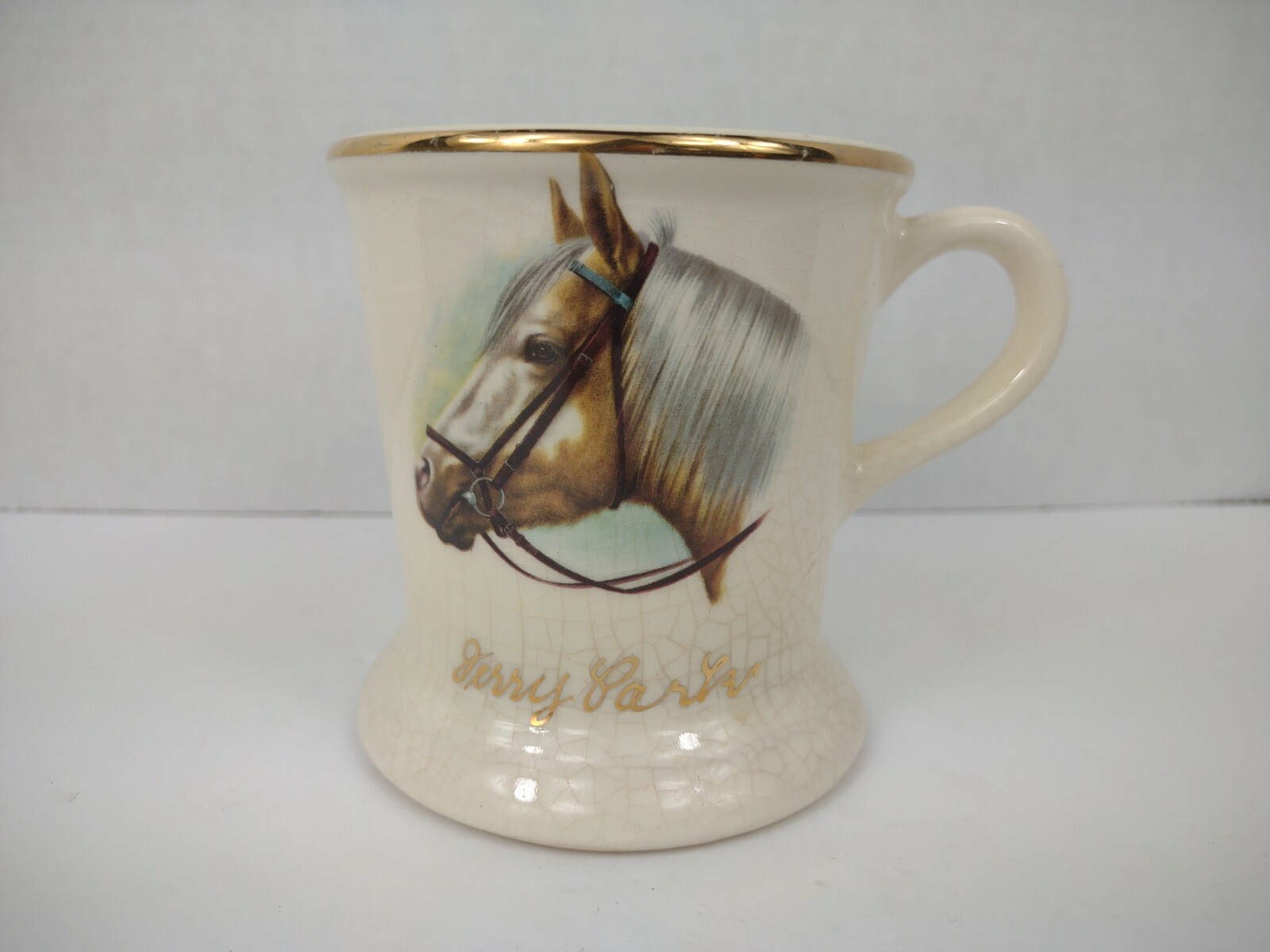 Vintage Occupational Shaving Mug Horse Gold 4\