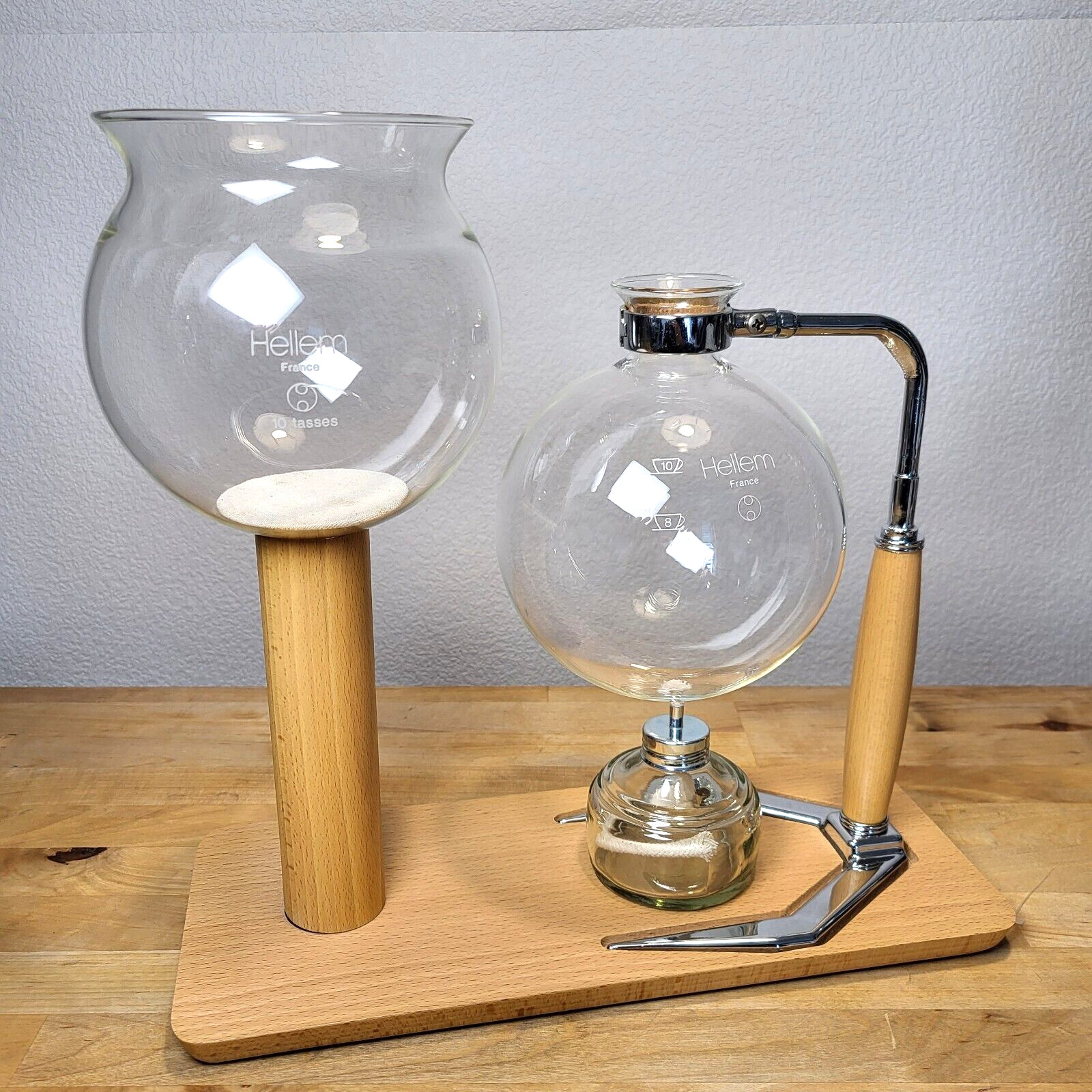 Vintage “Pyrex” Glass Vacuum Coffee Maker Cafetiere HELLEM Glass France 10 Cups