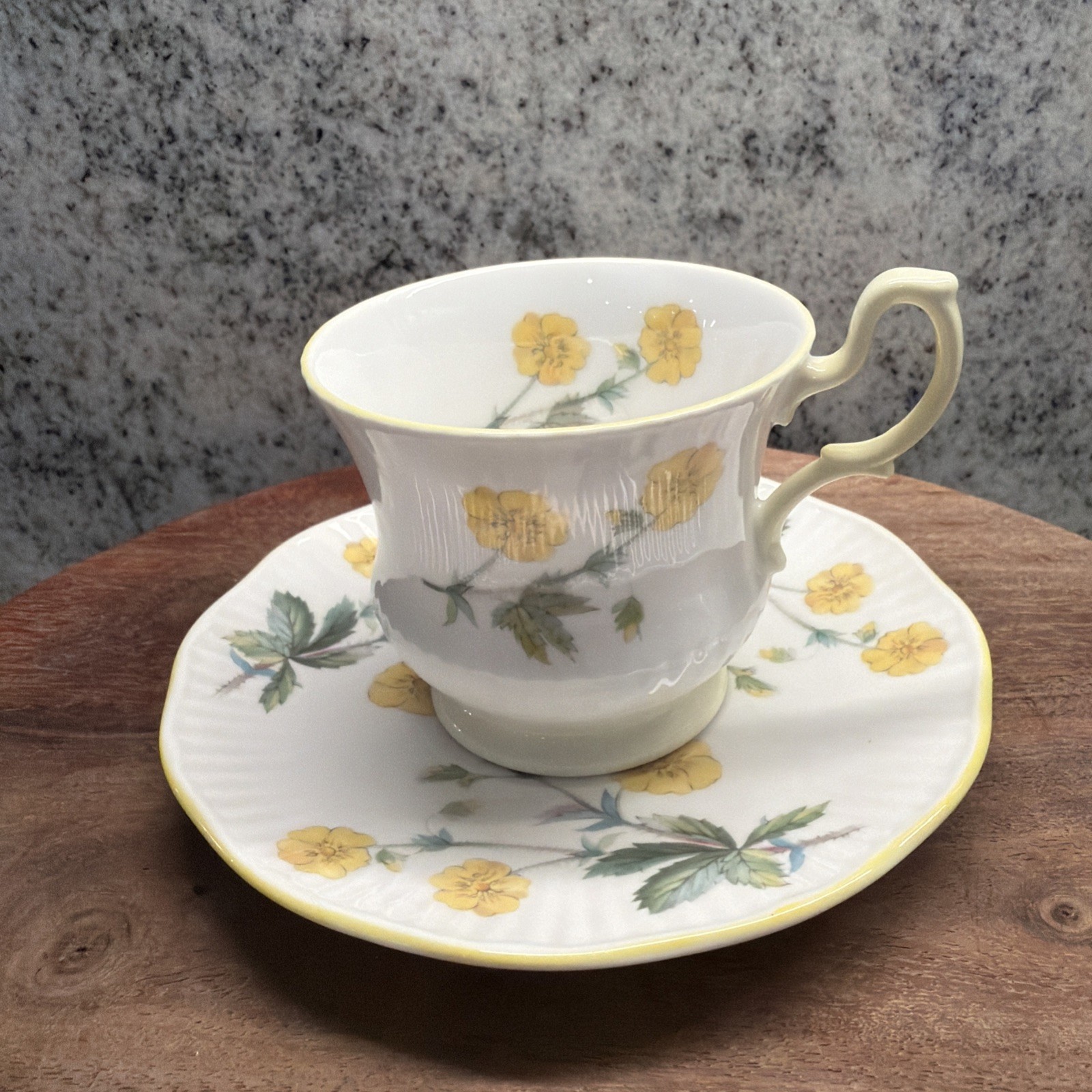 Queens Bone China Yellow Floral Teacup Rosina England Vintage cup & saucer Queens Bone China Yellow Floral Teacup Rosina England Vintage cup & saucer