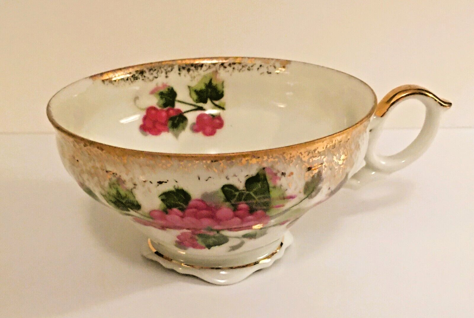Vintage England Footed Tea Cup Grapevine Gold ~ Exquisite