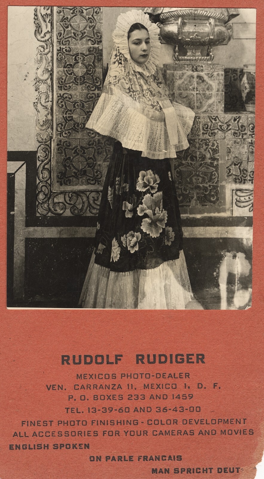c. 1940\'s Mexican Photography Dealer Rudolf Rudiger Business Card