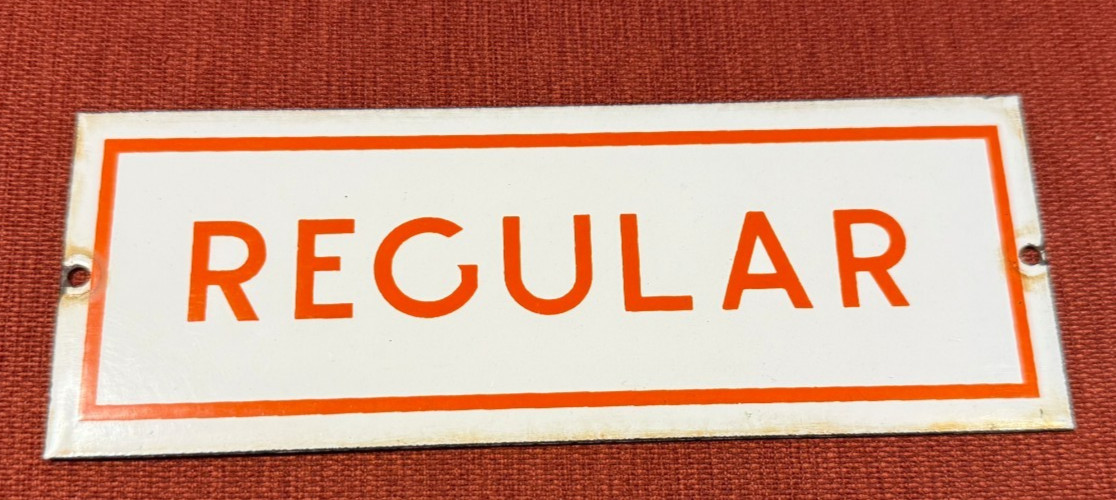 1960s GULF REGULAR Good Gulf Gasoline Porcelain Gas Pump Plate Sign 7.5