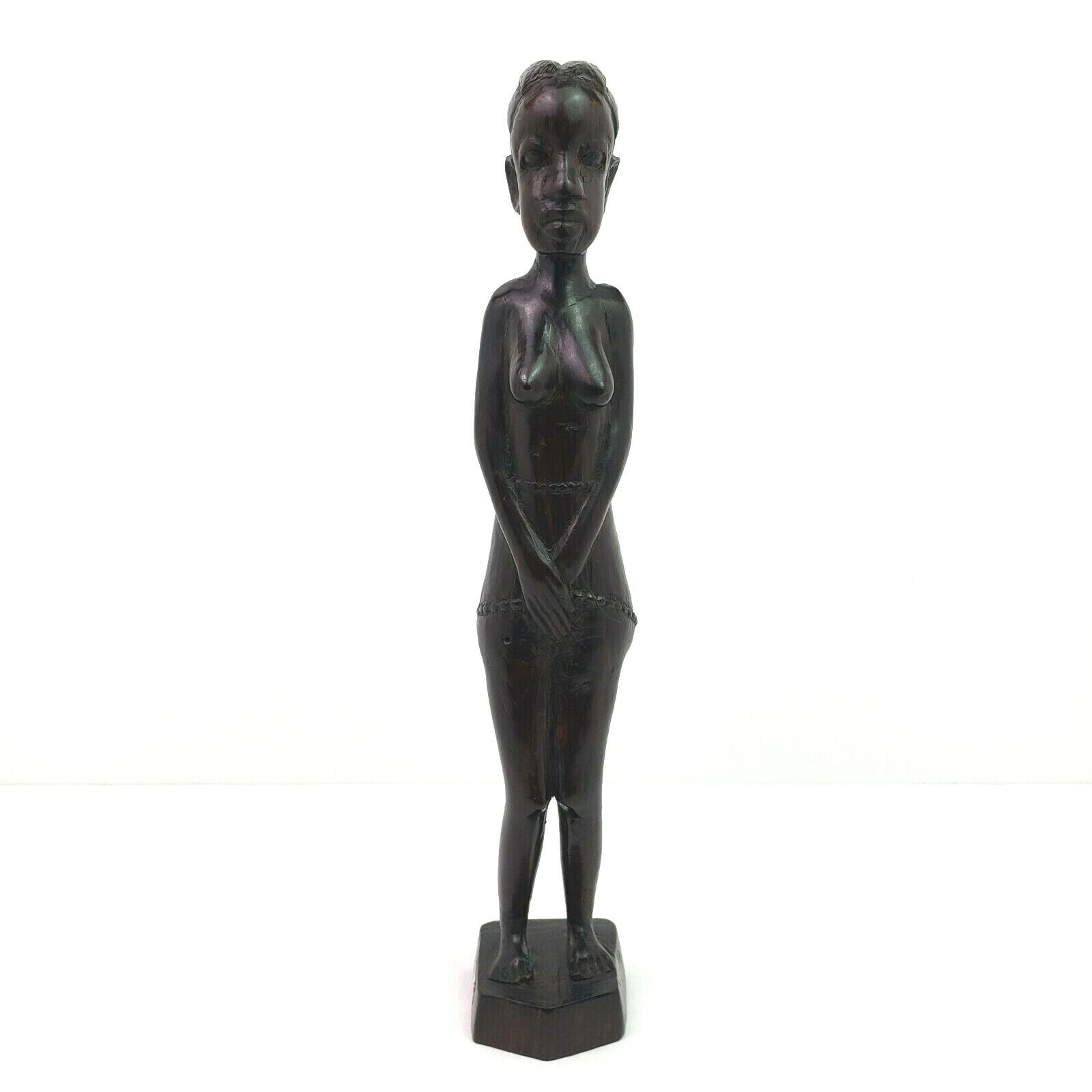 Vintage African Women Fertility Hand Crafted Wooden 13 Inch Art Sculpture Statue
