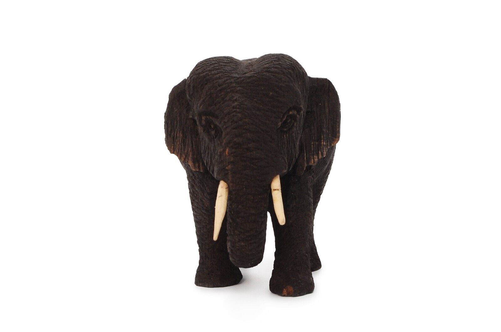 Teak Wood Elephant Sculpture Hand Carved Wooden Figurine Lucky Statue 6.5