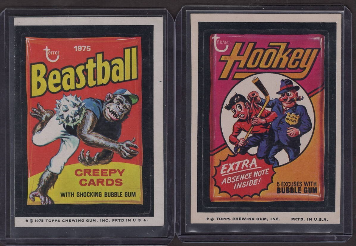 1974-75 Wacky Packages VINTAGE (Funny Topps of Hockey Baseball Packs) Beastball