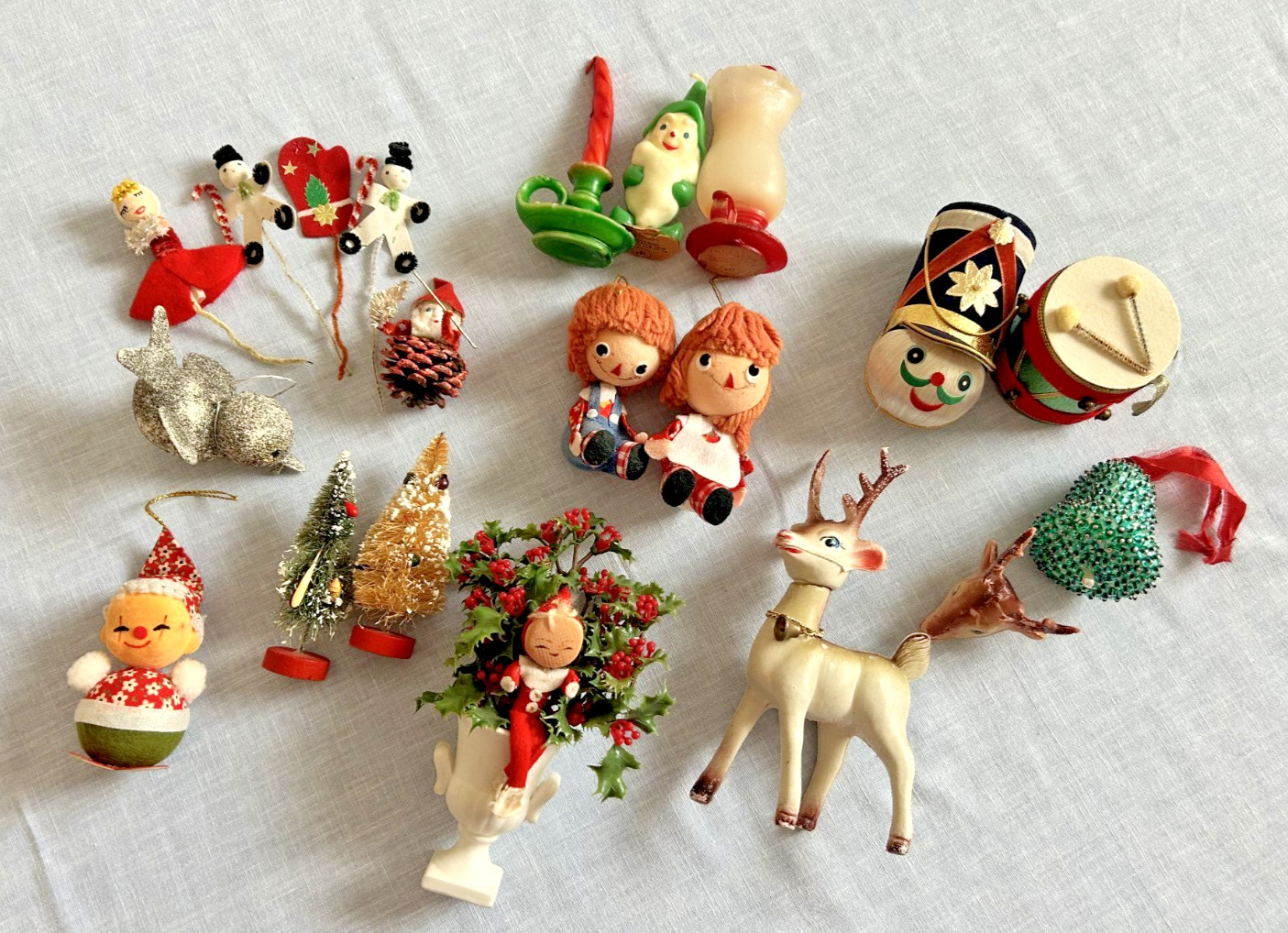 Lot of Vintage Kitschy Christmas Decorations Ornaments USA & Japan Lot of Vintage Kitschy Christmas Decorations Ornaments USA & Japan