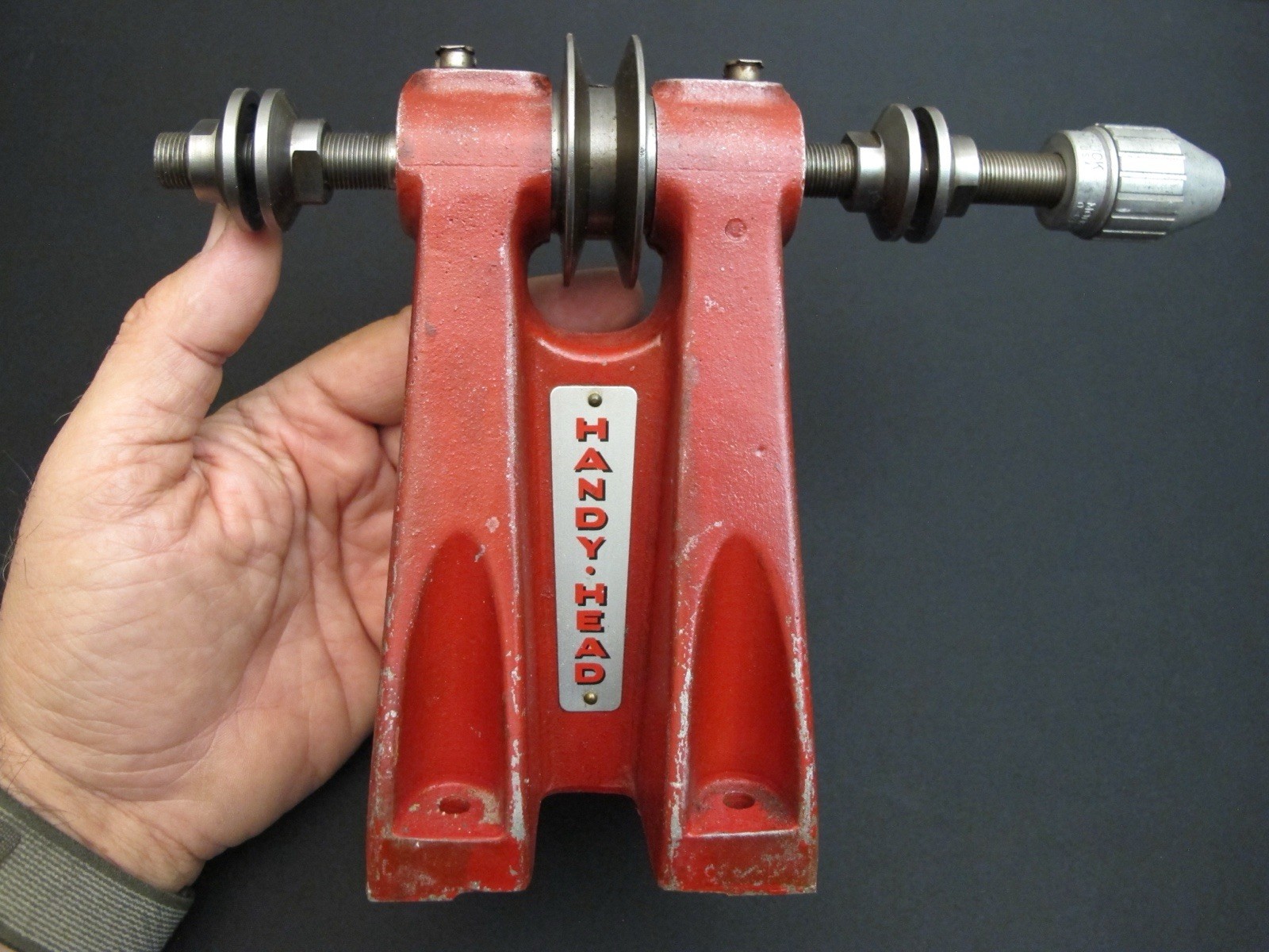 VTG “HANDY - HEAD” Jewelers Workbench Grinding/Buffing Arbor Antique/Rare Tool