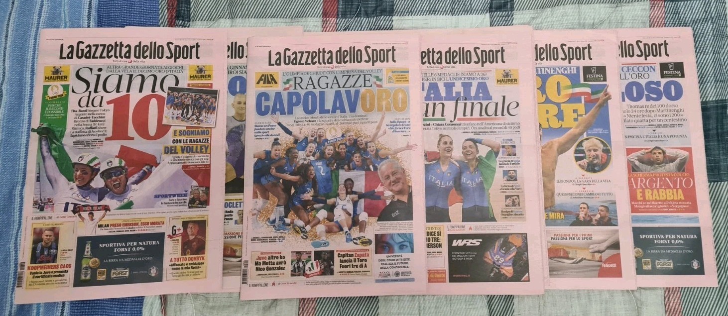Complete set Gazzetta Dello Sport Gold Medals Olympics 2024 Italy Complete set Gazzetta Dello Sport Gold Medals Olympics 2024 Italy