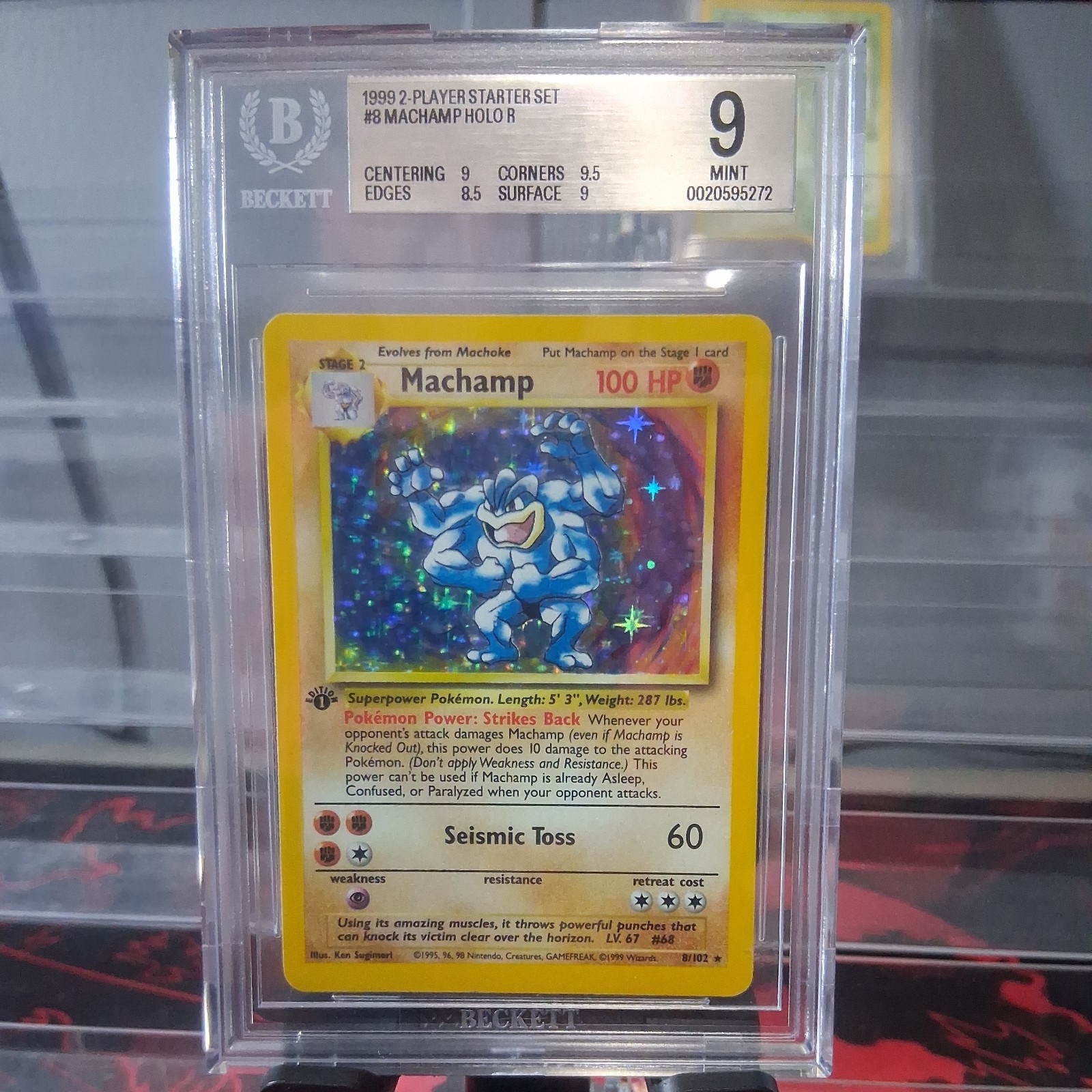 1999 Pokemon Base Set #8 Machamp Holo 1st Edition BGS 9 1999 Pokemon Base Set #8 Machamp Holo 1st Edition BGS 9