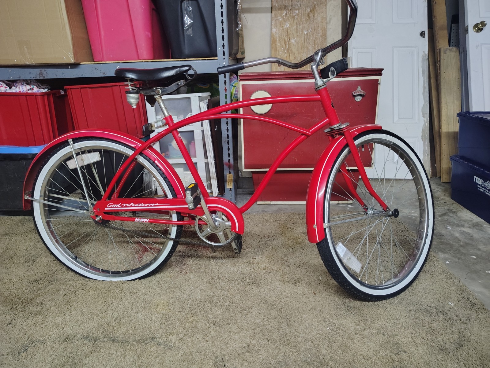 Vintage Red 78 Huffy Good Vibrations Deluxe Bicycle original new tires included Vintage Red 78 Huffy Good Vibrations Deluxe Bicycle original new tires included